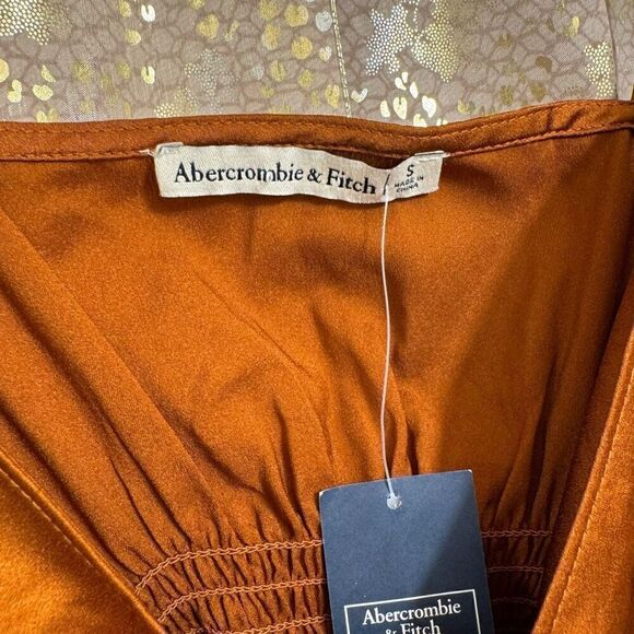Abercrombie & Fitch Copper Orange Satin Tie Front Cami Tank Small NWT - Picture 3 of 8
